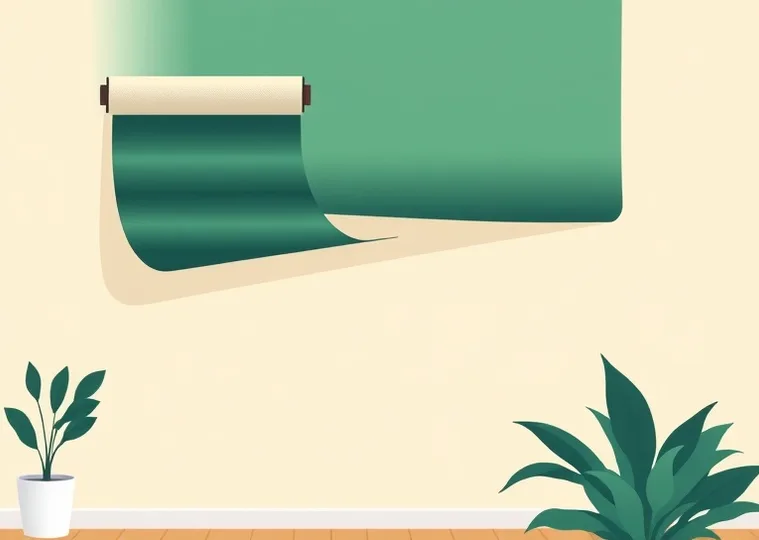 Pose de papier peint, rouleau et brosse à maroufler